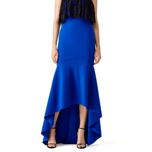 Theia cobalt high low ruffle gown size 4 Long. - Picture 3 of 7